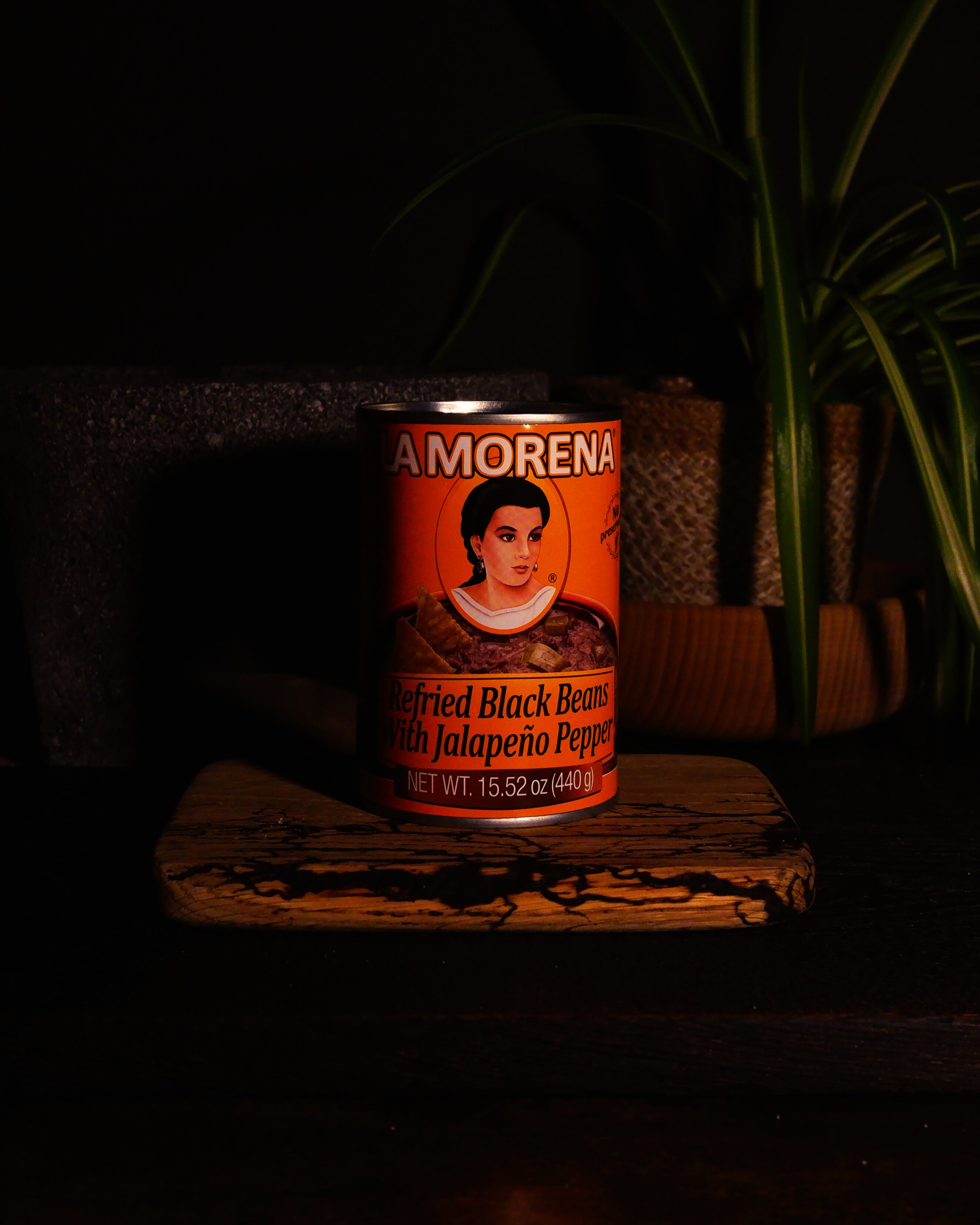 Refried ground black beans with jalapeno La Morena